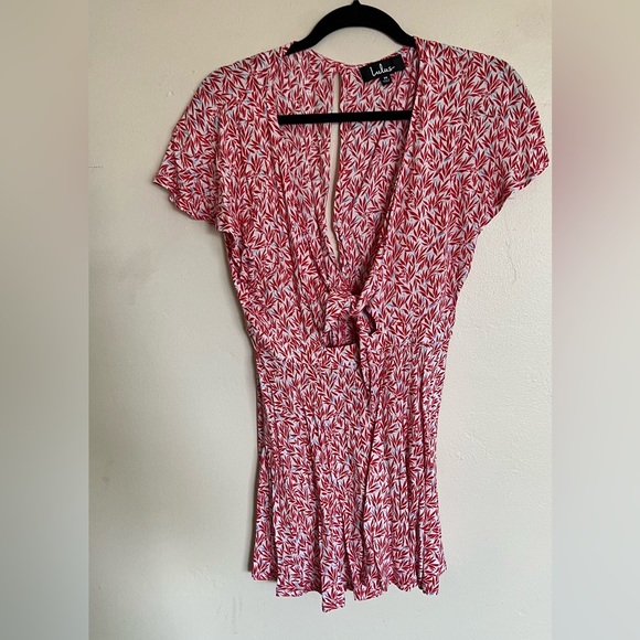 Lulus - like new, red and white romper, Sz M - Picture 2 of 4